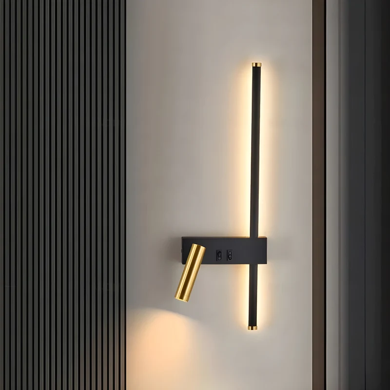 Wandlamp LED Zwart Goud Met Schakelaar Up Down Light | Sansoti