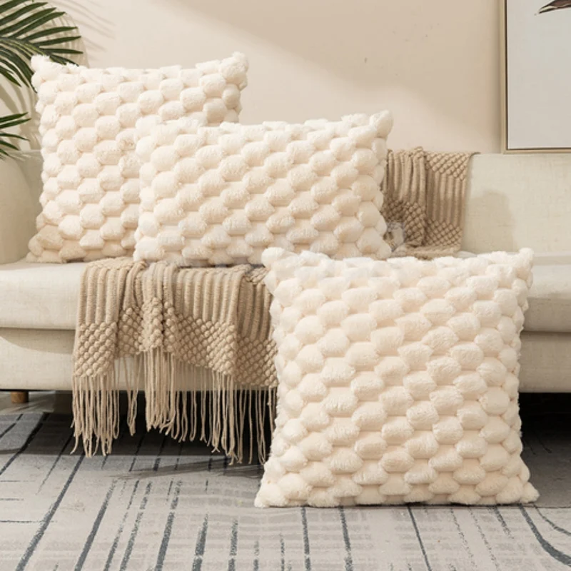 Zachte Kussenslopen met Geribbelde Marshmallow Textuur – Luxe Kussenhoes in Crème, Roze, Grijs, Zwart voor Woonkamer & Slaapkamer | Sansoti