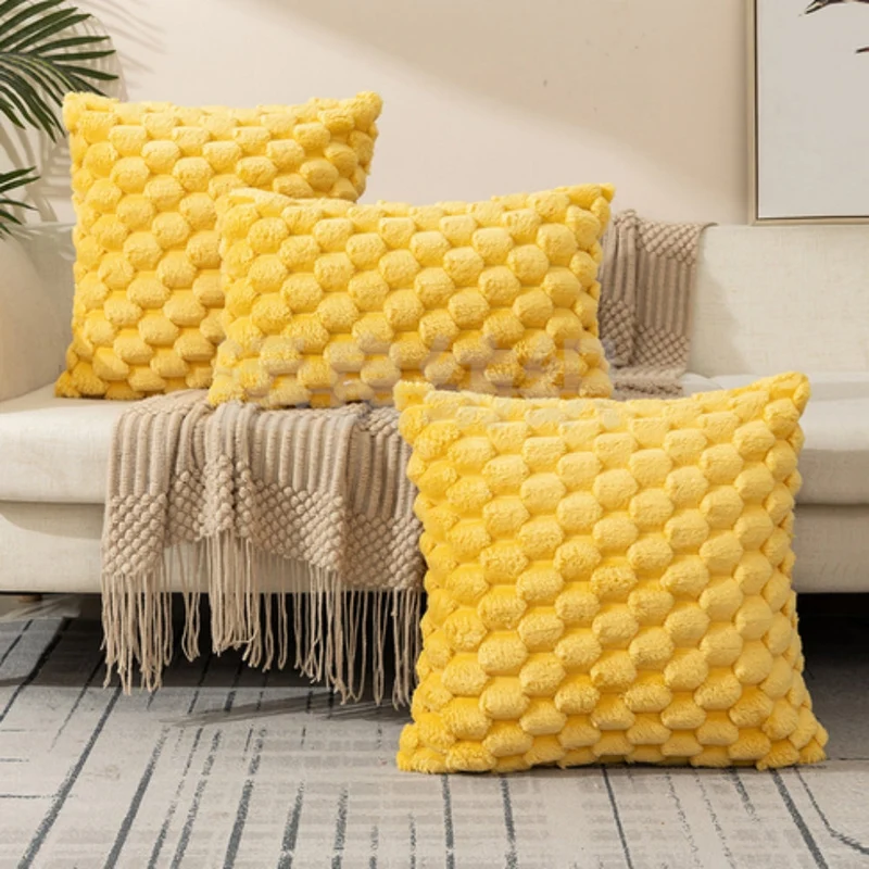 Zachte Kussenslopen met Geribbelde Marshmallow Textuur – Luxe Kussenhoes in Crème, Roze, Grijs, Zwart voor Woonkamer & Slaapkamer | Sansoti