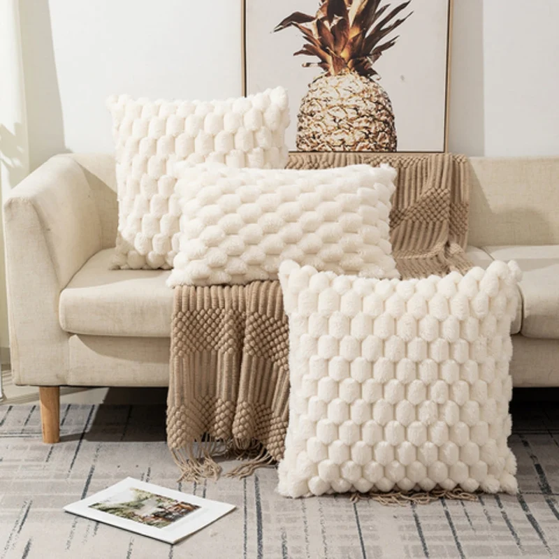 Zachte Kussenslopen met Geribbelde Marshmallow Textuur – Luxe Kussenhoes in Crème, Roze, Grijs, Zwart voor Woonkamer & Slaapkamer | Sansoti