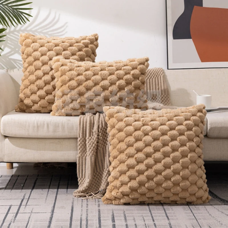 Zachte Kussenslopen met Geribbelde Marshmallow Textuur – Luxe Kussenhoes in Crème, Roze, Grijs, Zwart voor Woonkamer & Slaapkamer | Sansoti