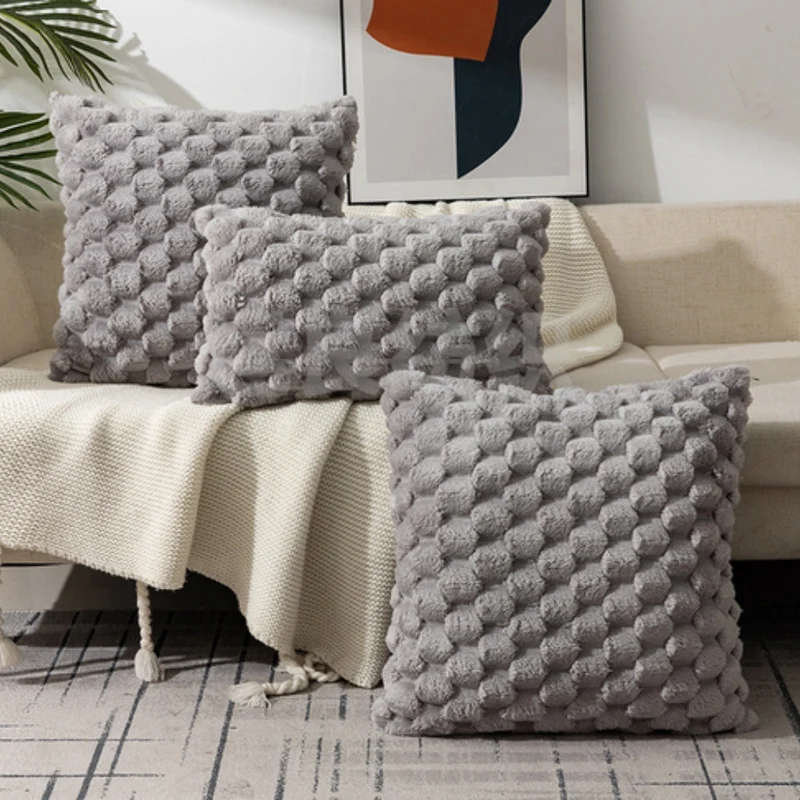 Zachte Kussenslopen met Geribbelde Marshmallow Textuur – Luxe Kussenhoes in Crème, Roze, Grijs, Zwart voor Woonkamer & Slaapkamer | Sansoti