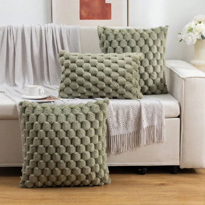 Zachte Kussenslopen met Geribbelde Marshmallow Textuur – Luxe Kussenhoes in Crème, Roze, Grijs, Zwart voor Woonkamer & Slaapkamer | Sansoti
