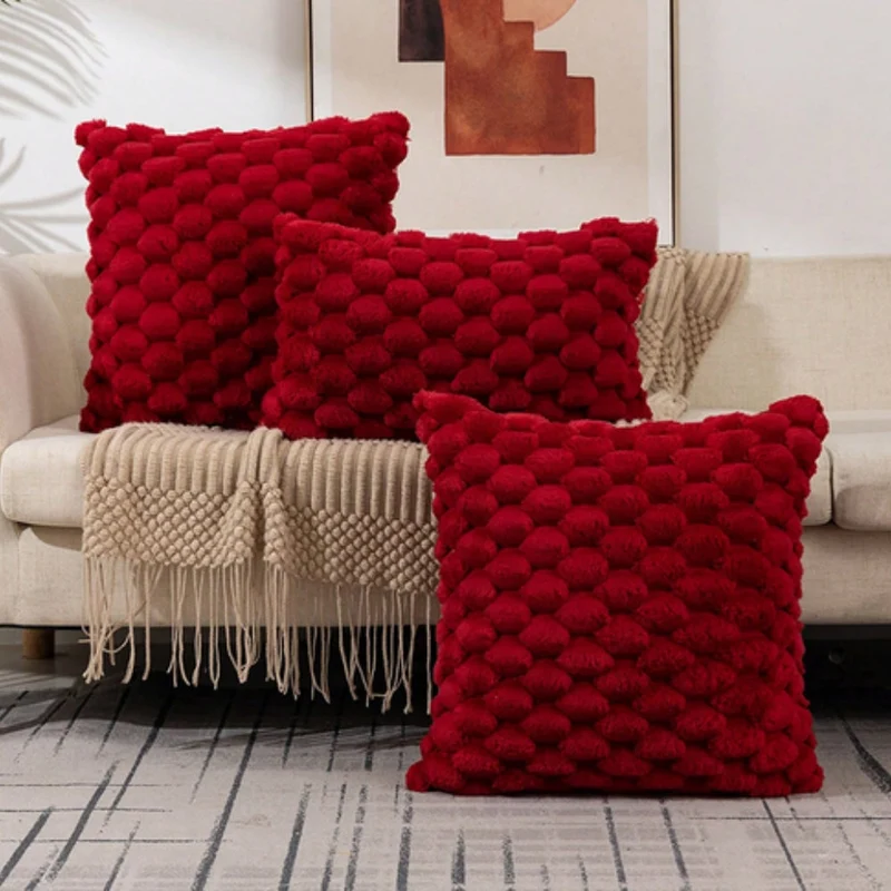 Zachte Kussenslopen met Geribbelde Marshmallow Textuur – Luxe Kussenhoes in Crème, Roze, Grijs, Zwart voor Woonkamer & Slaapkamer | Sansoti