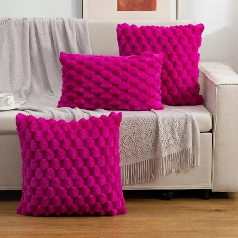 Zachte Kussenslopen met Geribbelde Marshmallow Textuur – Luxe Kussenhoes in Crème, Roze, Grijs, Zwart voor Woonkamer & Slaapkamer | Sansoti