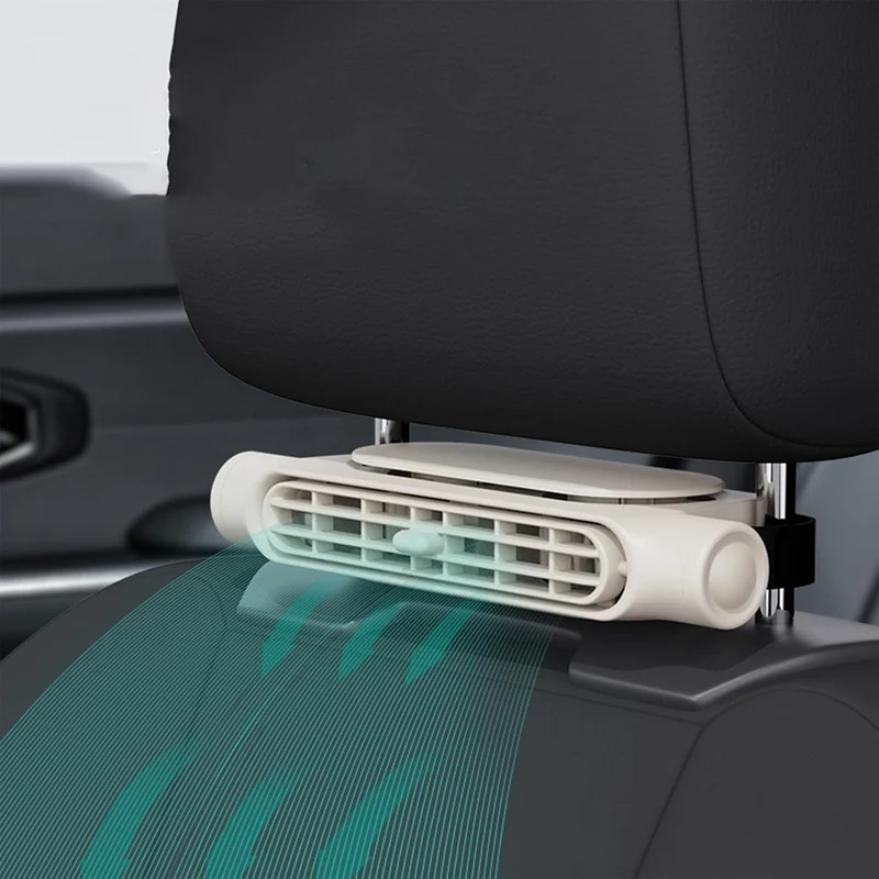 USB-Autoventilator voor Hoofdsteun 3 Snelheden Verstelbaar voor Voor- en Achterpassagiers Bladeloos Veilig Stil Compact | Sansoti