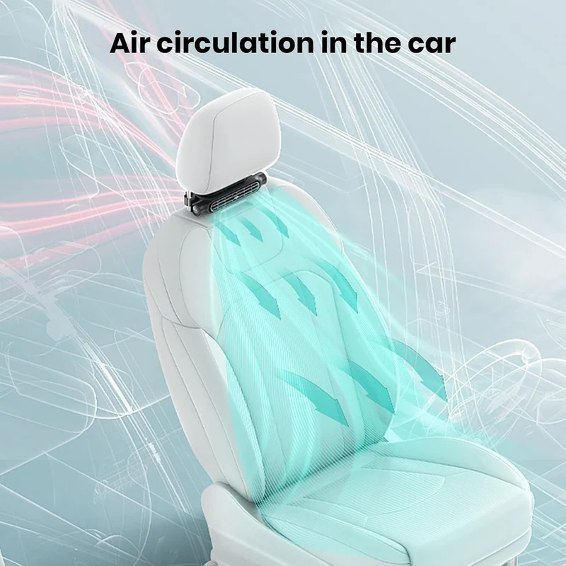 USB-Autoventilator voor Hoofdsteun 3 Snelheden Verstelbaar voor Voor- en Achterpassagiers Bladeloos Veilig Stil Compact | Sansoti