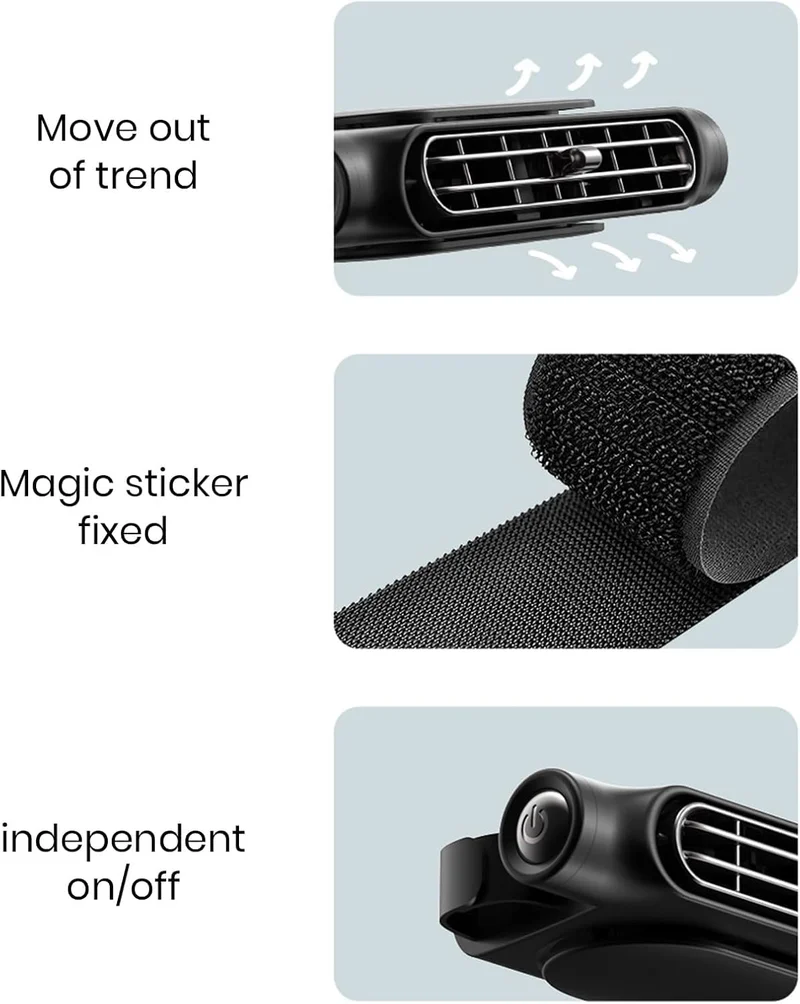 USB-Autoventilator voor Hoofdsteun 3 Snelheden Verstelbaar voor Voor- en Achterpassagiers Bladeloos Veilig Stil Compact | Sansoti