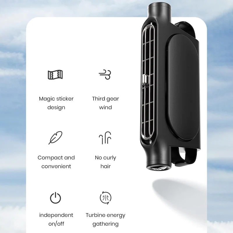 USB-Autoventilator voor Hoofdsteun 3 Snelheden Verstelbaar voor Voor- en Achterpassagiers Bladeloos Veilig Stil Compact | Sansoti