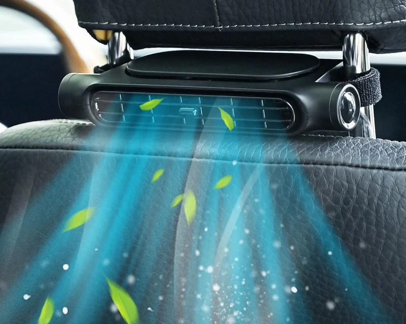 USB-Autoventilator voor Hoofdsteun 3 Snelheden Verstelbaar voor Voor- en Achterpassagiers Bladeloos Veilig Stil Compact | Sansoti