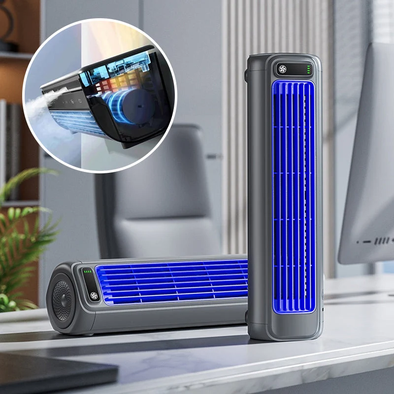 Draagbare Ventilator met Wandmontage & Oplaadbare Batterij – Mobiele Koeling voor Thuis & Kantoor | Sansoti