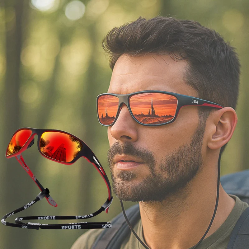 Sportieve Gepolariseerde Zonnebril – UV400 Bescherming – Wrap-Around Design voor Fietsen, Hardlopen & Outdoor Activiteiten | Lichtgewicht Anti-Reflectie Brillen | Sansoti