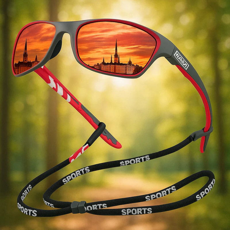 Sportieve Gepolariseerde Zonnebril – UV400 Bescherming – Wrap-Around Design voor Fietsen, Hardlopen & Outdoor Activiteiten | Lichtgewicht Anti-Reflectie Brillen | Sansoti