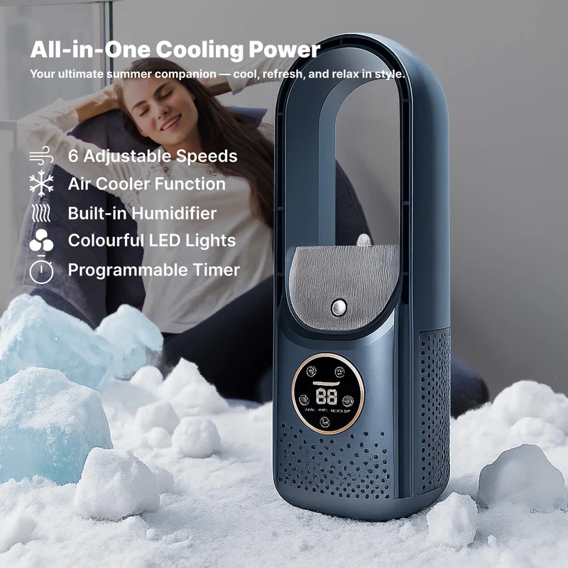 Draadloze Compacte Luchtkoeler met Stille Ventilator – Handig USB-Apparaat voor Thuis en Kantoor – 100ml Watertank | Sansoti