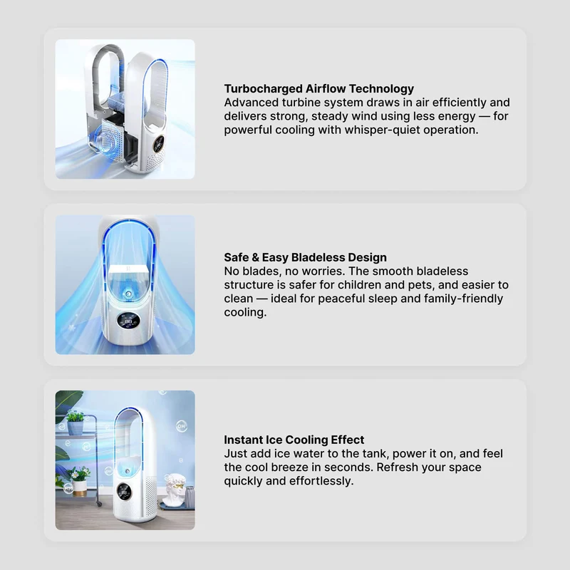 Draadloze Compacte Luchtkoeler met Stille Ventilator – Handig USB-Apparaat voor Thuis en Kantoor – 100ml Watertank | Sansoti