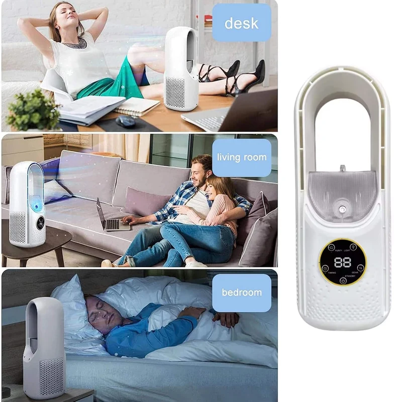 Draadloze Compacte Luchtkoeler met Stille Ventilator – Handig USB-Apparaat voor Thuis en Kantoor – 100ml Watertank | Sansoti