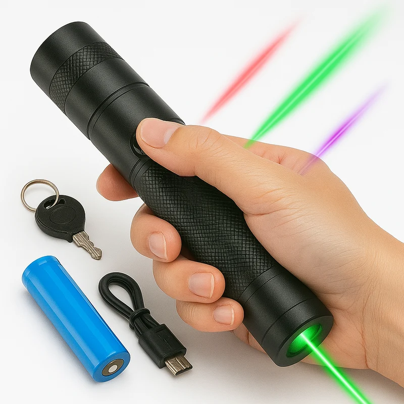 Krachtige Laserpointer Zaklamp met Instelbare Focus en USB Oplaadbaar – Bereik tot 10.000 Meter | Sansoti