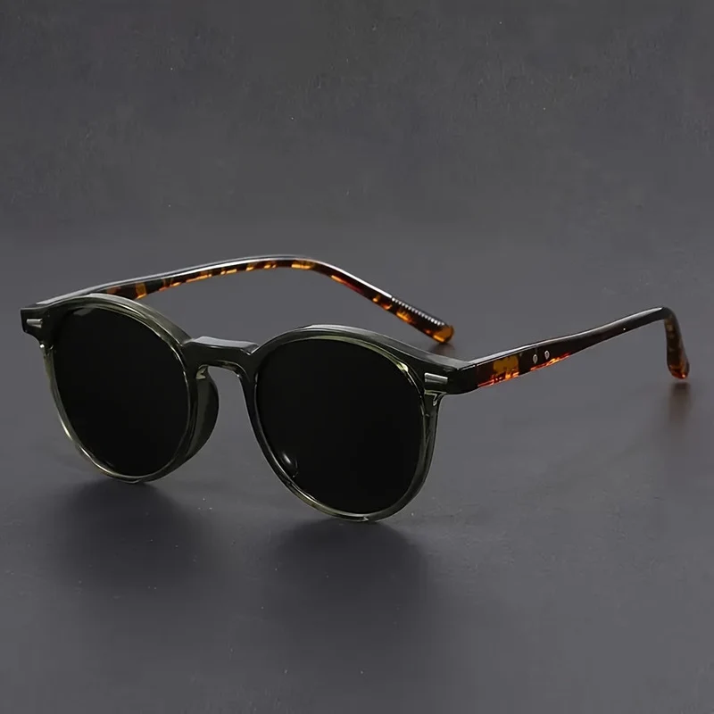 Retro Ronde Zonnebril Heren – Lichtgewicht Kunststof Montuur Schildpad Patroon Zwartbruin – Vintage Eyewear Streetwear Fashion | Sansoti