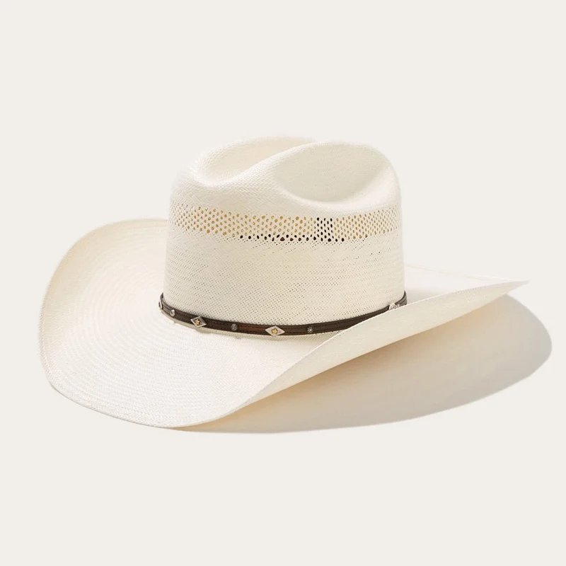 Cowboyhoed van Stro met Lederen Band en Metallic Accenten – Verstelbaar 58-60 cm | Sansoti