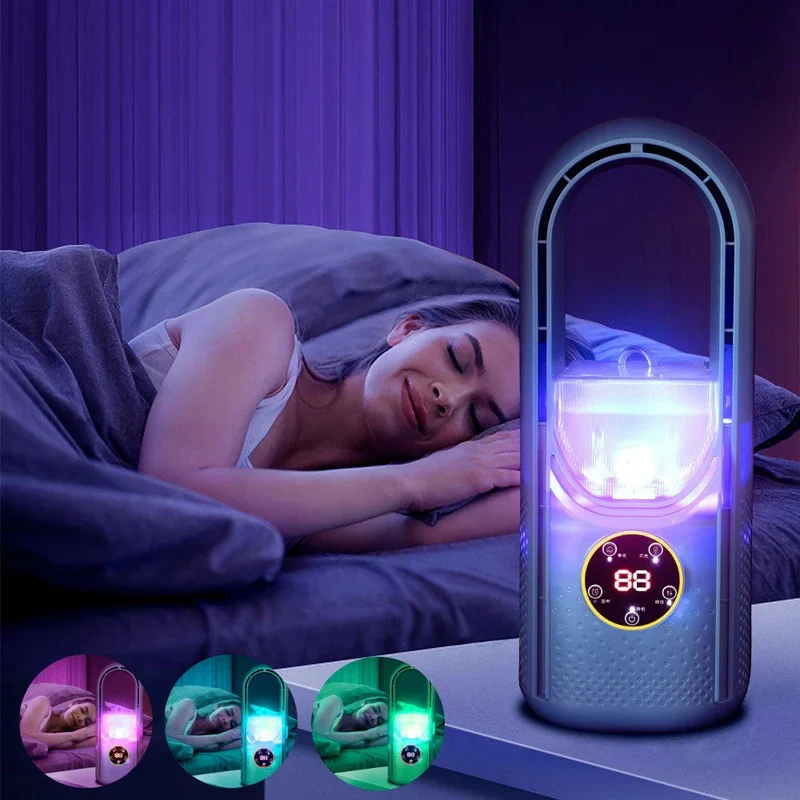 Draagbare Bladeloze Luchtbevochtiger met Stille Werking voor Thuis en Kantoor – Compact USB Koelventilator met 6 Snelheden en Timer – Energiezuinige Persoonlijke Airco voor Werkplek en Slaapkamer | Sansoti