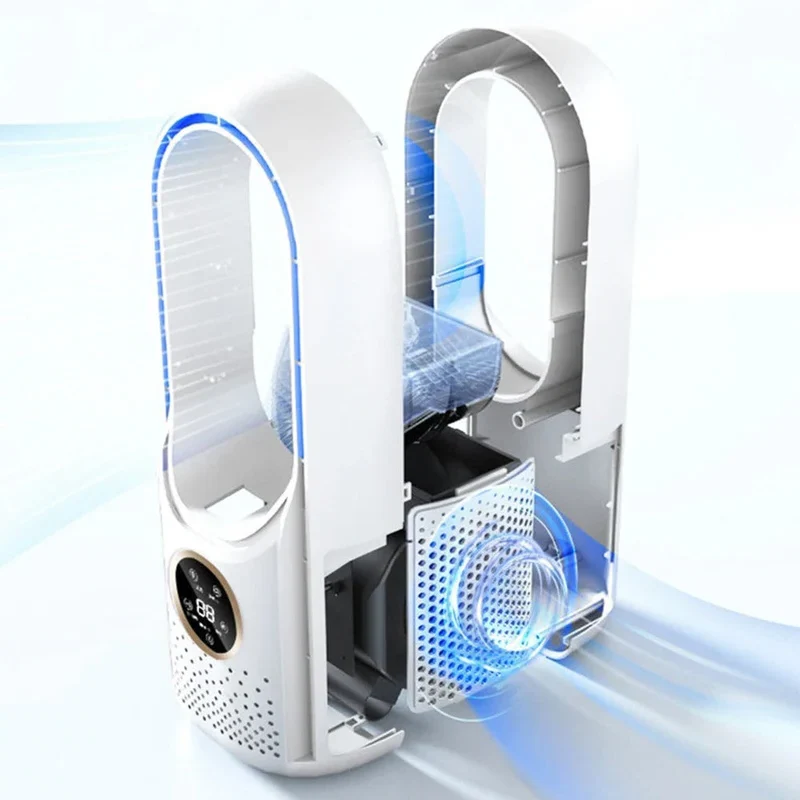 Draagbare Bladeloze Luchtbevochtiger met Stille Werking voor Thuis en Kantoor – Compact USB Koelventilator met 6 Snelheden en Timer – Energiezuinige Persoonlijke Airco voor Werkplek en Slaapkamer | Sansoti