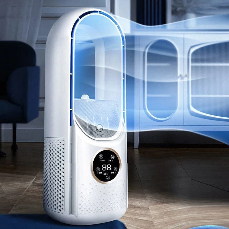 Draagbare Bladeloze Luchtbevochtiger met Stille Werking voor Thuis en Kantoor – Compact USB Koelventilator met 6 Snelheden en Timer – Energiezuinige Persoonlijke Airco voor Werkplek en Slaapkamer | Sansoti