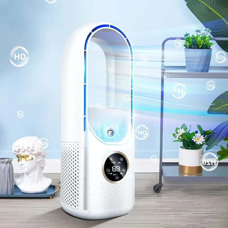 Draagbare Bladeloze Luchtbevochtiger met Stille Werking voor Thuis en Kantoor – Compact USB Koelventilator met 6 Snelheden en Timer – Energiezuinige Persoonlijke Airco voor Werkplek en Slaapkamer | Sansoti