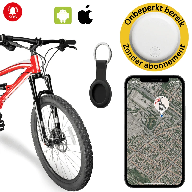 GPS-tracker voor fietsen zonder abonnement met live locatie en lange accuduur | Sansoti