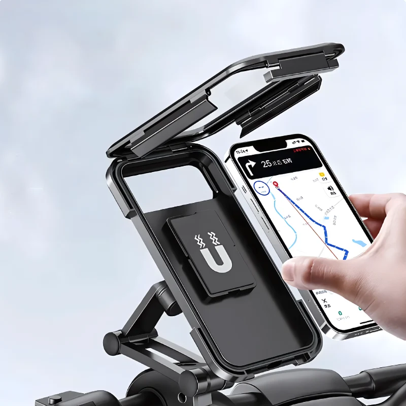 Waterdichte Telefoonhouder Fiets 360° Draaibaar Zwart met Touchscreen Toegang voor Regenweer en Navigatie | Sansoti