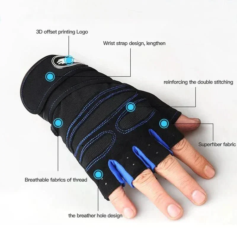 Sporthandschoenen met Polssteun Zwart Schokwerend voor Fitness | sporthandschoenen met polsbescherming gym handschoenen fitnesshandschoenen krachttraining wielrennen ademend antislip