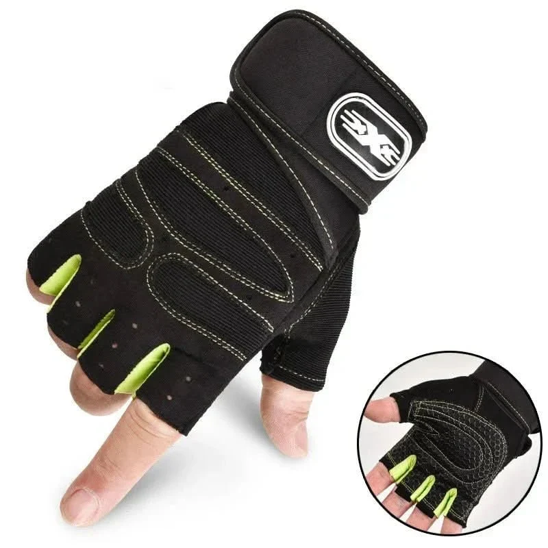 Sporthandschoenen met Polssteun Zwart Schokwerend voor Fitness | sporthandschoenen met polsbescherming gym handschoenen fitnesshandschoenen krachttraining wielrennen ademend antislip